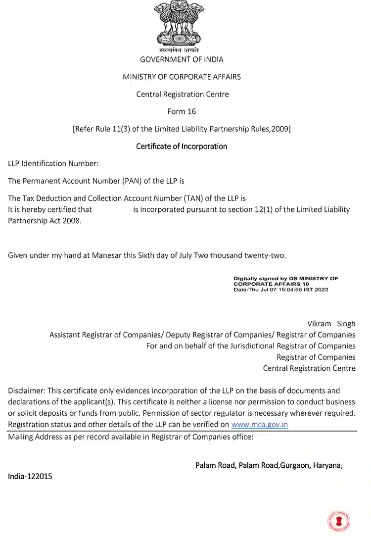 LLP-Incorporation Certificate